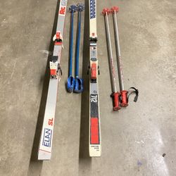Snow Ski Bindings And Poles