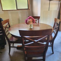 All Wood Kitchen Table W/ 4 Chairs,drop Leaf Table