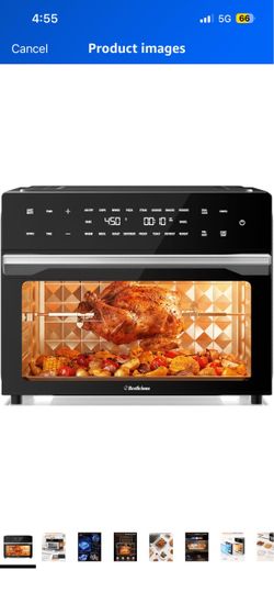 Brand New! 32QT Air Fryer Toaster Oven Combo with Rotisserie, Turbo Convection, Black 19-in-1 Extra Large Countertop Oven, Fit 13" Pizza, 6 Accessorie