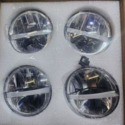 5 3/4'' 5.75 Inch LED Headlight Round 4pcs Reflector Hi/Lo Beam With DRL Sealed Beam H5001 H5006