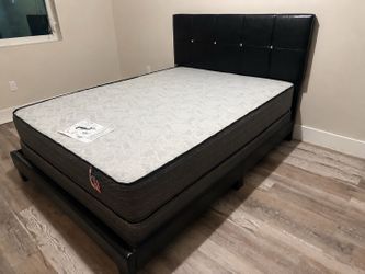 NEW BED FRAME QUEEN SIZE WITH MATTRESS AND BOX SPRING