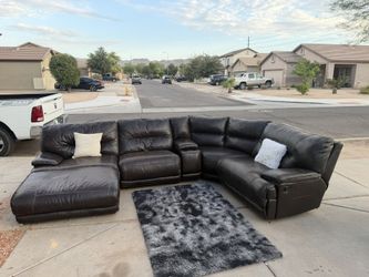 Leather Reclining Sectional Couch