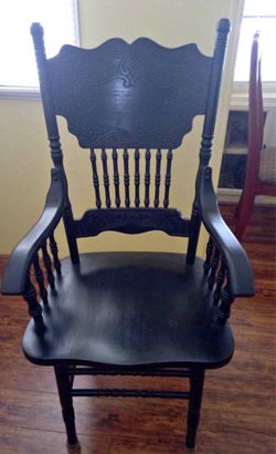 Antique Black Pressed-Back Armchairs (Pair) – Great Condition