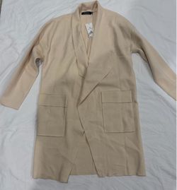 Lillumey Beige Open Front Long Cardigan