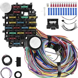 Universal 21 Circuit Wiring Harness Kit Extra Long Wire Standard Color 17 Fuses