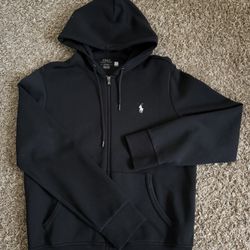 Men Polo Ralph Lauren Black Full Zip Hoodie – Classic Pony Logo