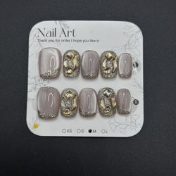 Press On Nails Handmade Size M Reusable