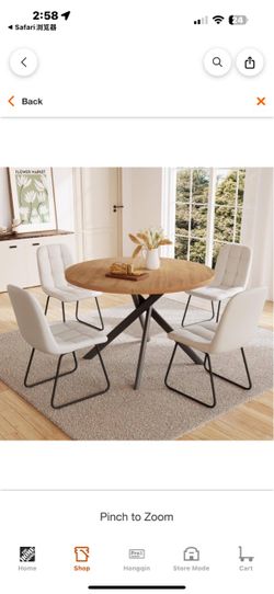 New in Box 5-Piece White Chairs and Round Dining Table, Dining Table Set with 4 PU Chairs,JD9213-white