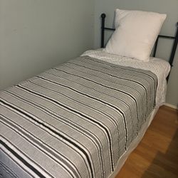 Twin bed Frame, Box Spring And Mattress 
