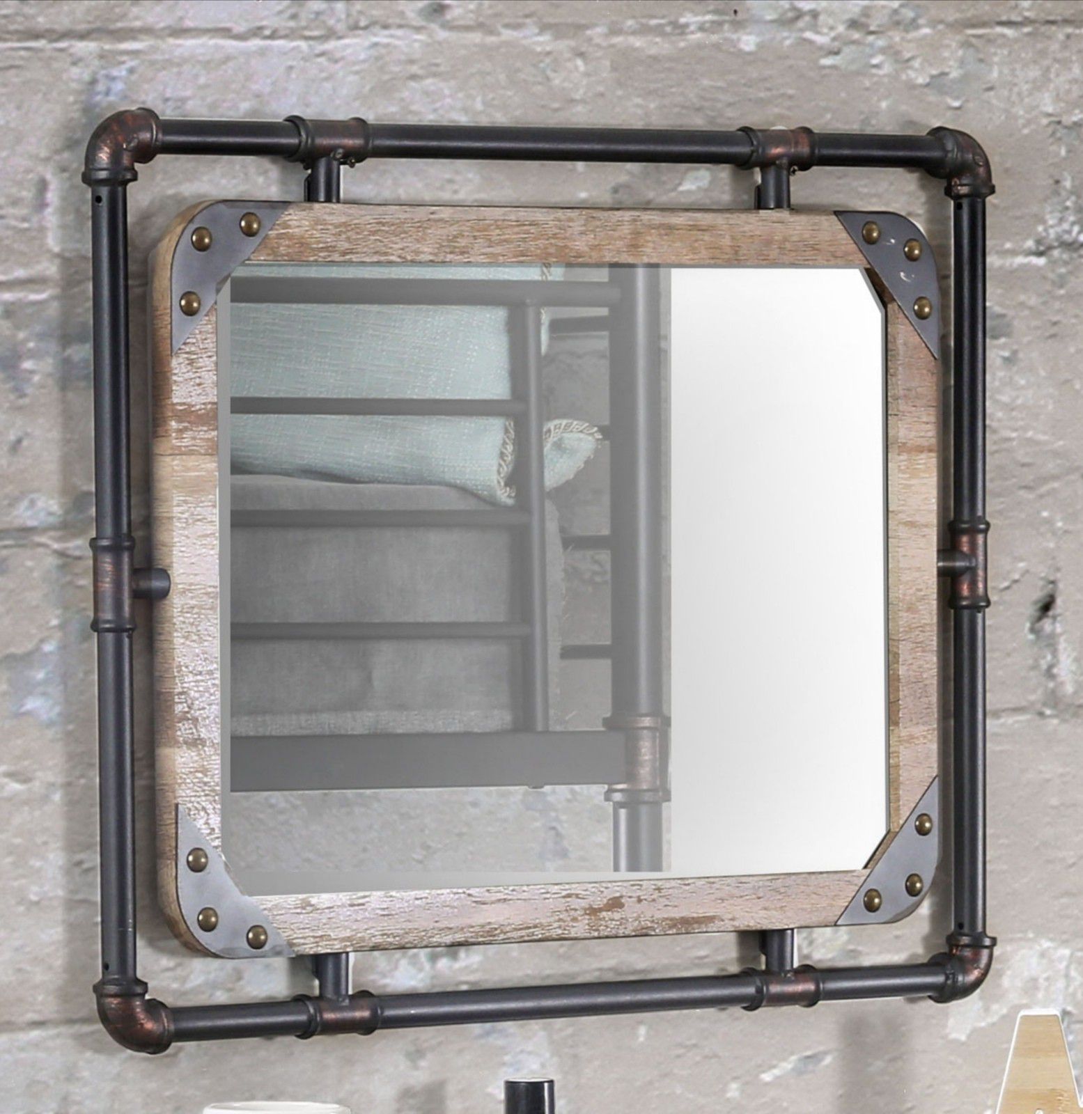 Furniture of America Stockholm Industrial Decorative Wall Mirror 32"x24"