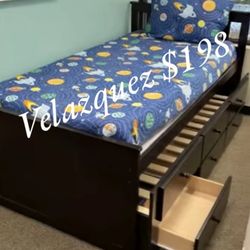 ✅️✅️Espresso & White  (Twin Captains Bed w/Trundle)✅️ (Mattress Not Included✅️