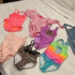 Girls Age 6-7 Bathing Suits And gymnastics Leotards 