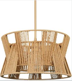 16" Woven Rattan Pendant Light - 1-Light Boho Wicker Chandelier