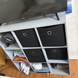 9 cube wood storage with 4 cloth drawers ( gray)