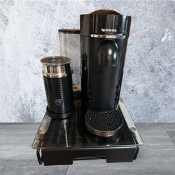 Nespresso VertuoPlus Deluxe Coffee and Espresso Machine Bundle with Aeroccino Milk Frother by De'Longhi, Black