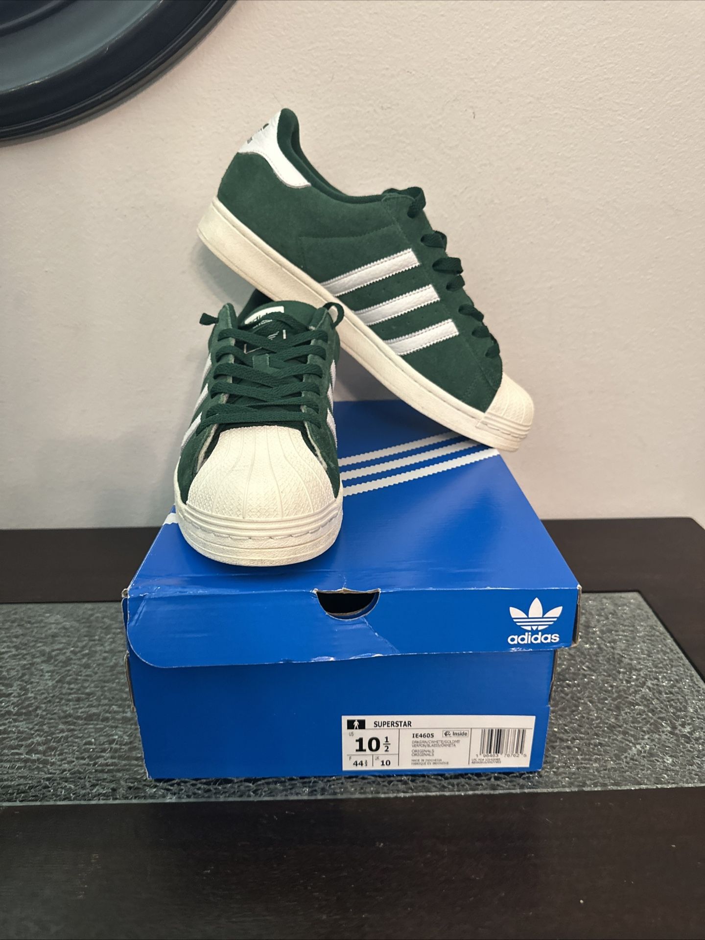 ADIDAS SUPERSTAR MEN'S SNEAKERS GREEN / OWHITE/ WHITE IE4605 10.5