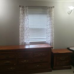 Ashley Furniture Queen Size Headboard, Long Dresser, Tall Dresser, And Night Stand.