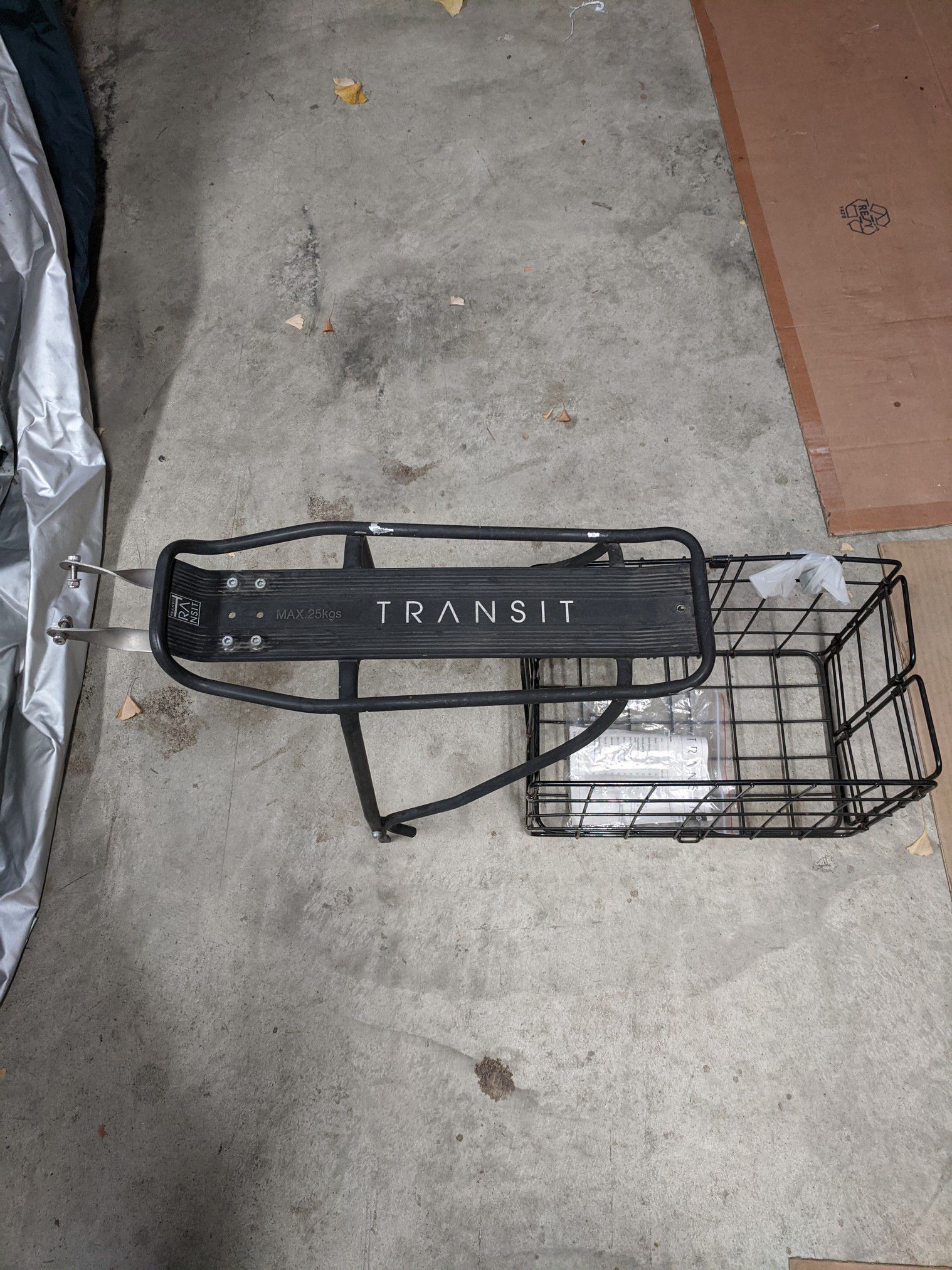 Transit bike rack and folding bike basket