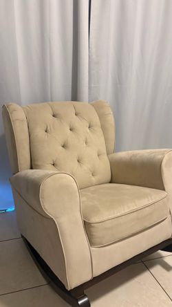 Delta Children Emma Upholstered Rocking Chair Nursery Glider – Beige – Excellent Condition