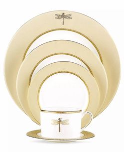 NEW Kate Spade June Lane Gold Fine China – 6 Complete Place Settings + 2 Serving Bowls (in box)