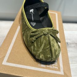 Olive Green Velvet Flats 
