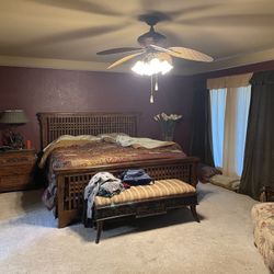 Bedroom Set King Frame With Headboard Footboard Solid Wood With Chest Of Drawers