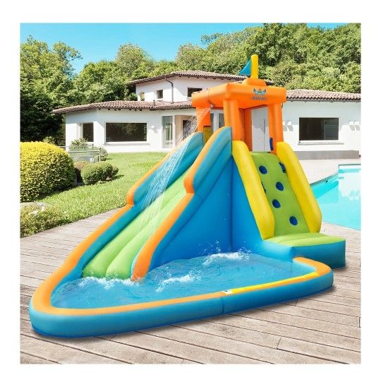 Costway Piscina de Agua para Salpicaduras de Castillo de Casa de Rebote para Ninos