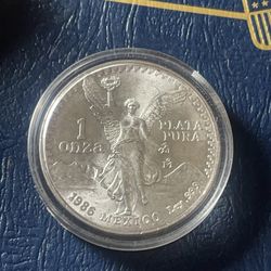 1986 Mexico 1 Onza .999 Silver Libertad, Uncirculated BU