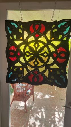 24x24 Wood N Stained Glass,window Panel