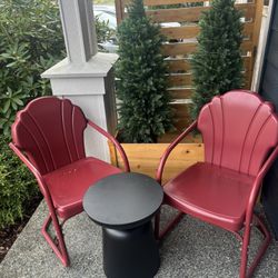Red Metal Outdoor Bistro Chairs 