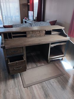 Large wood office desk with available matching credenza