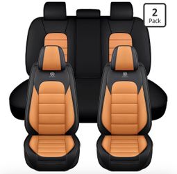 Black and orange standard five-seater leather seat covers