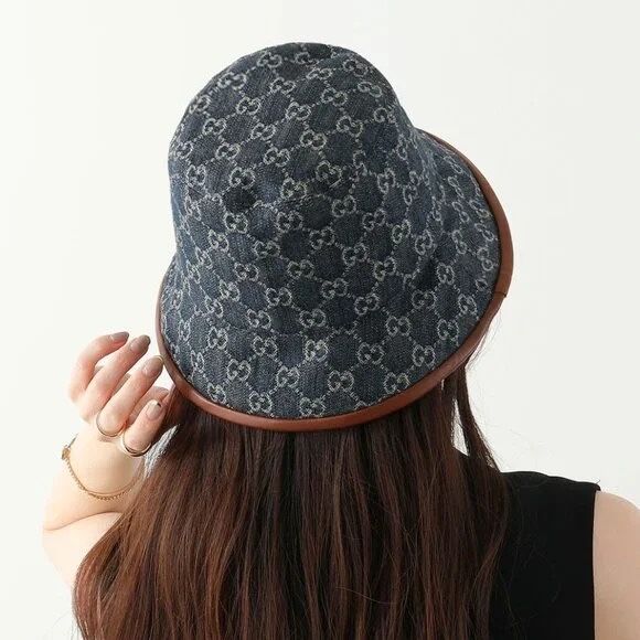 Gucci GG Supreme Monogram Denim Canvas Bucket Hat Brown w  display picture 2