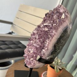 Beautiful Natural Amethyst Quartz Polished Cluster w/ Stand