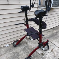 Red & Black Upright Walker with Seat Adult