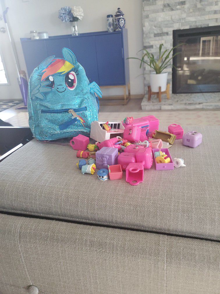 My Little Pony Backpack And Collection Of Rare Shopkins 