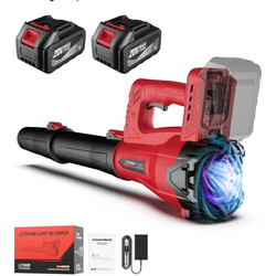 Leaf Blower Cordless with 2 x 4.0 Ah Battery and Charger, 160MPH/580CFM High Power Lightweight Handheld Electric Snow Blower with 2 Extended Tubes for