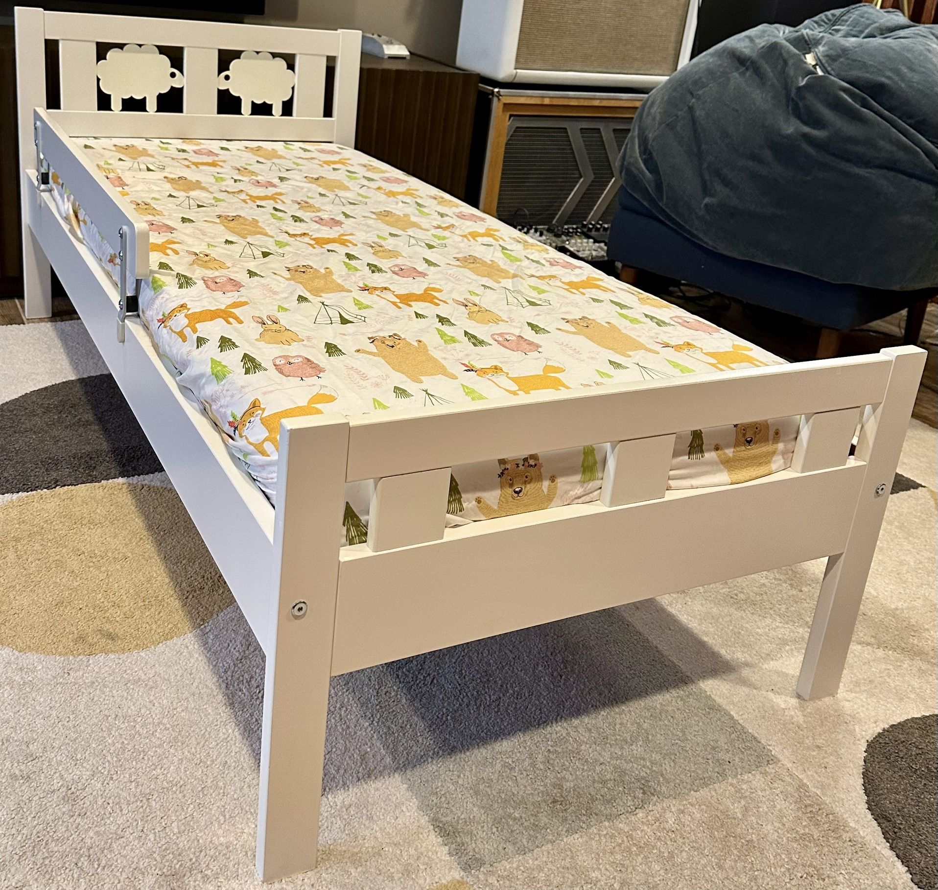 IKEA KRITTER Toddler Bed with Mattress & Guard Rail - White