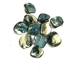 Natural Blue Blister Pearl Beads 11pc