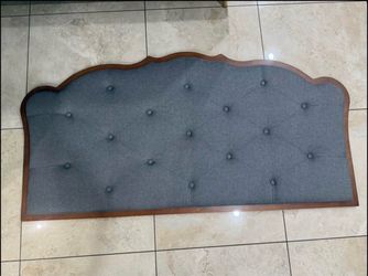 Baxton Studio Queen Size Tufted Fabric Headboard – Walnut & Grey (Wall Mount Project)