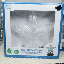 9" Clear Acrylic Star Christmas Holiday Tree Topper LED program chasing lights