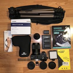 Sony a6400 with accessories and 30mm lens