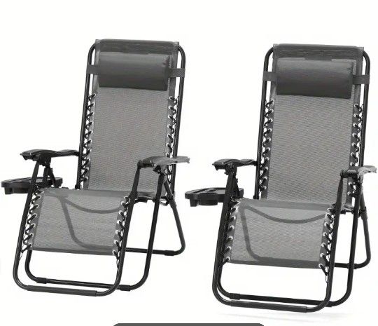 Gray Gravity Chairs (2) With Cup Holders