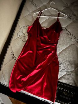 Red Satin Mini Slip Dress