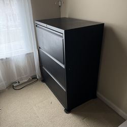 3 Drawer Black Lateral Filing Cabinet