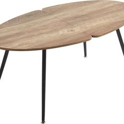 ATSNOW Small Rustic Wood Round Coffee Table, Industrial Style Circle Sofa Table with Metal Legs for Living Room