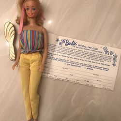 Barbie Doll Figure 1960 Brush  Paper Rainbow Top