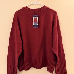 Gap Women's Knit Crewneck Sweater Cotton Blend Relaxed Red XXL 2X NWT