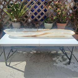 4-foot (48-inch) Hand-Carved Mexican White Onyx Canoe Bowl.