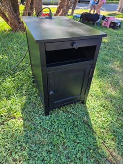 Black Wood Nightstand 24" x 16" x 24" – Built-In Outlet & USB